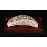 20th c Large Scrimshaw Whale Tooth "Abandonment on The Ice" Signed Dolman, Circa 1960.. 8"l From a