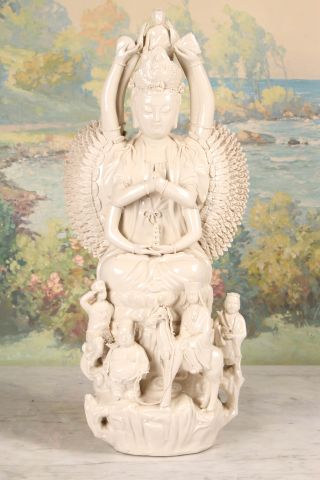 Chinese Blanc de Chine Porcelain Bodhisattva 20th c., depicting Avalokitesvara, the Goddess of - Image 5 of 9