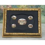 19th c Grand Tour Italian Micro Mosaic Plaque with scenes of five Roman ruins. 12"w x 10"h Very good