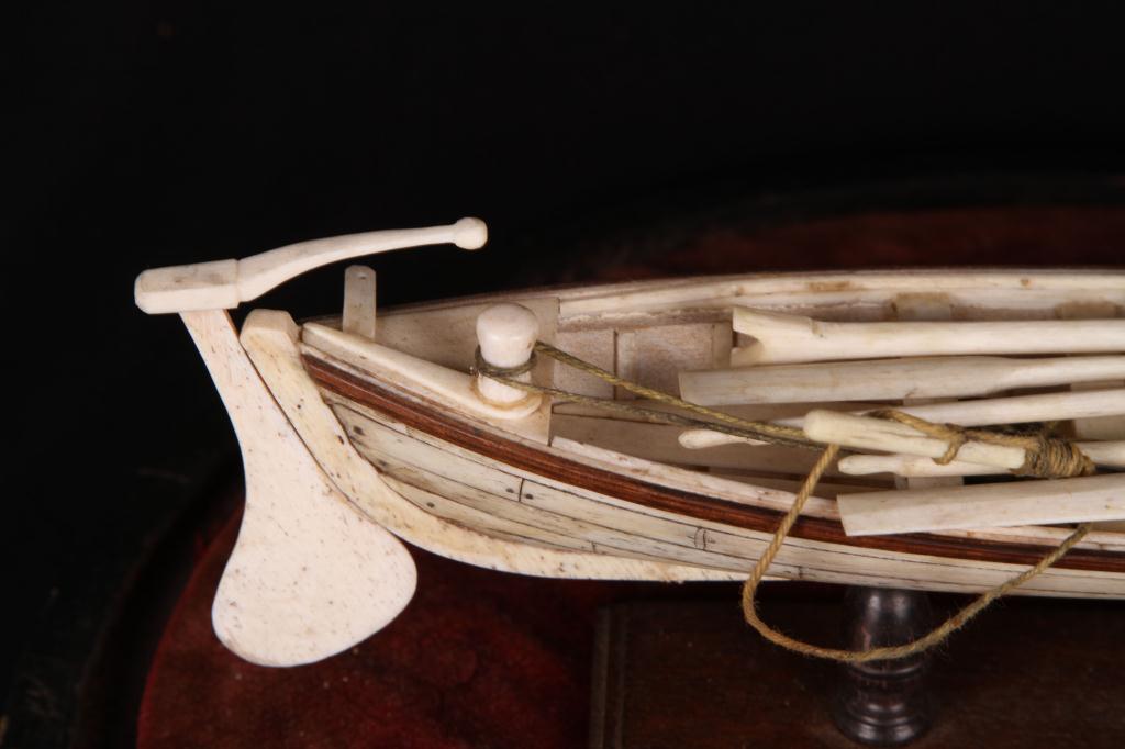 19th c Bone Model of a long boat. 10" L Good - Image 3 of 5