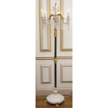 Pair of 19th c Six Light Standing Candelabra French Empire style ormolu mounted ebonized wood,