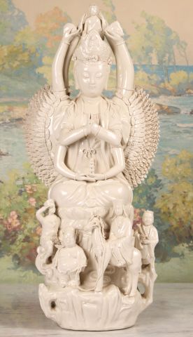 Chinese Blanc de Chine Porcelain Bodhisattva 20th c., depicting Avalokitesvara, the Goddess of