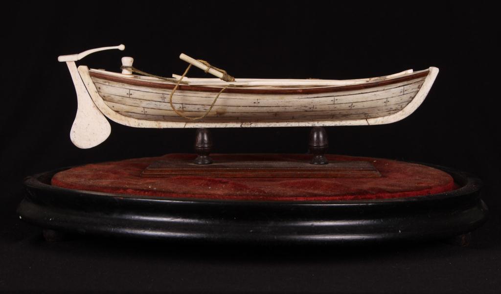 19th c Bone Model of a long boat. 10" L Good - Image 2 of 5