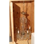 Cut Glass Chandelier Modern 5 arm chandelier approx. 34 inches tall Good