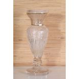 Fine Val St. Lambert Glass Vase with gilt decoration, etched floral bands and fluted body. 17"h good