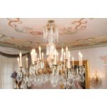 *Rococo style Twenty-Four Light Chandelier in bronze and crystal. 48"h x 51"dia