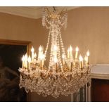 *20th c French Chandelier in bronze and crystal , 25 light , Louis XVI style.44" h x 37" w