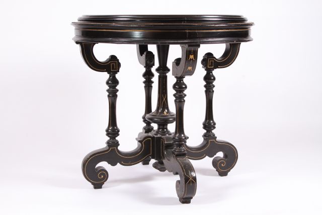 19th c Architectural Grand Tour Center Table Important with circular top of micro Mosaic scenes of - Image 8 of 12