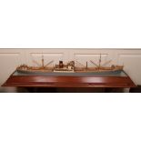 VERY FINE MODEL OF AMERICAN CARGO SHIP STEAM C. 19 62" L 15" H Good