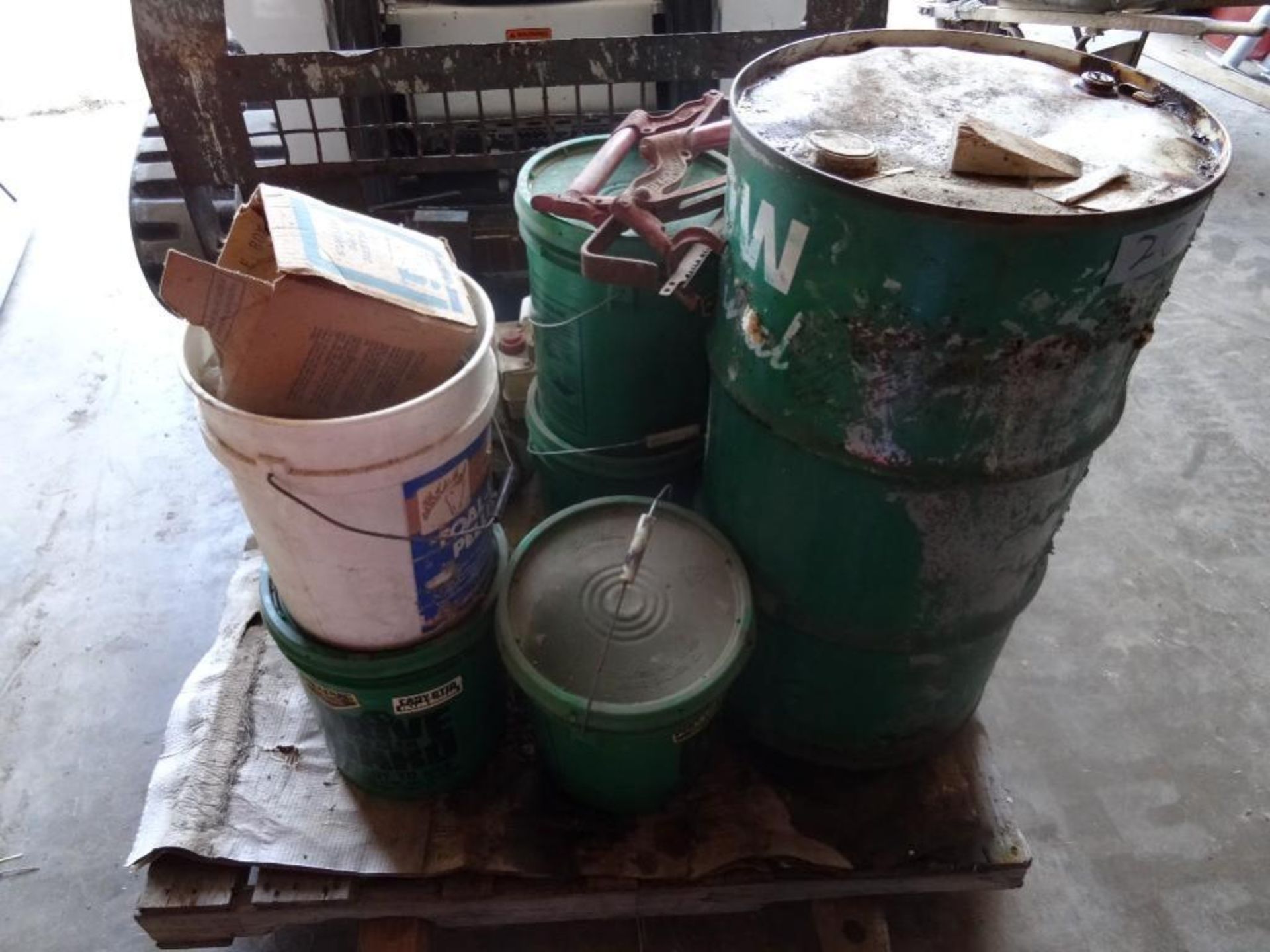 Driveway Sealer (5 buckets); Concrete Cleaning Acid (barrel); Brick Thongs; Motor