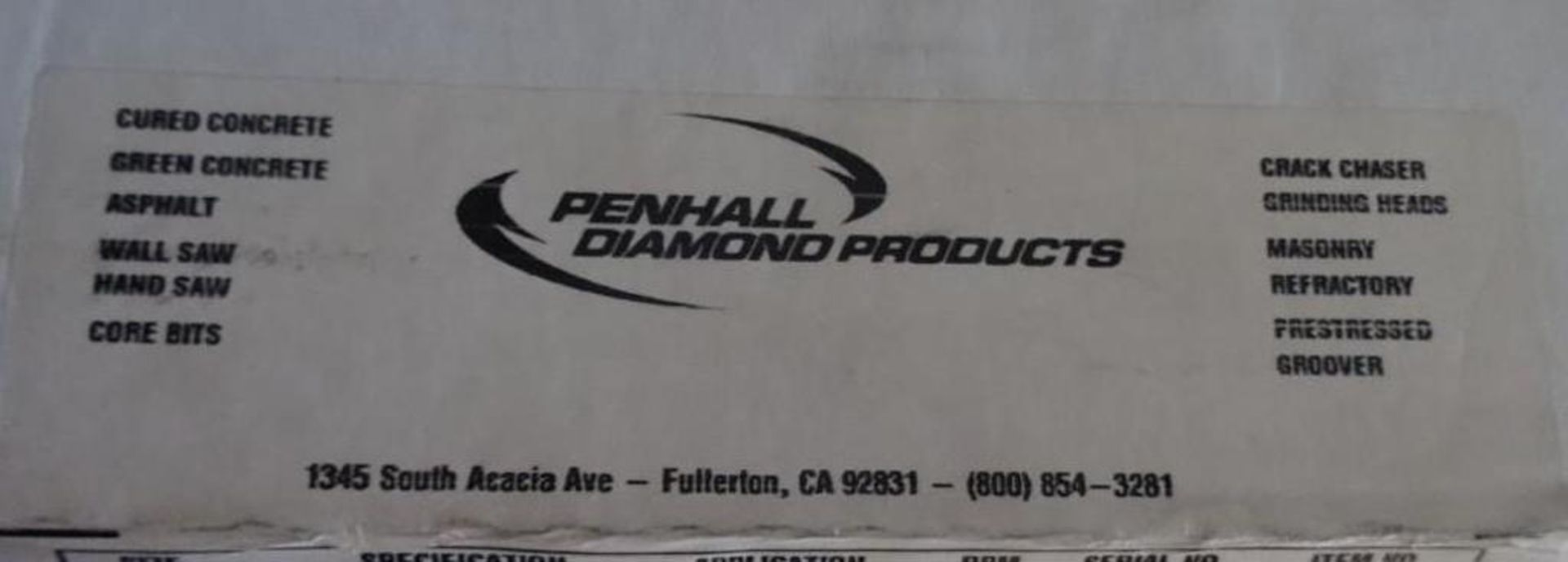 Penhall Diamond Products Saw Blade 30x1890x1 1500RPM (BRAND NEW) - Image 3 of 3