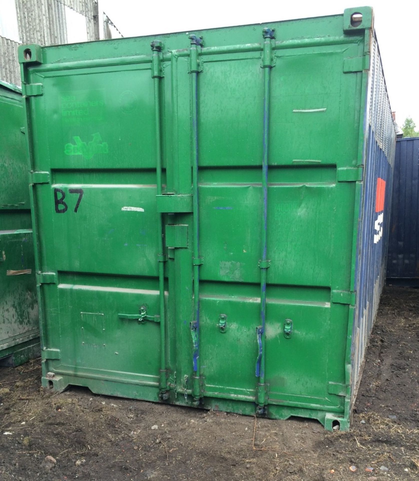 20 x 8 foot double door storage container with locking box B7