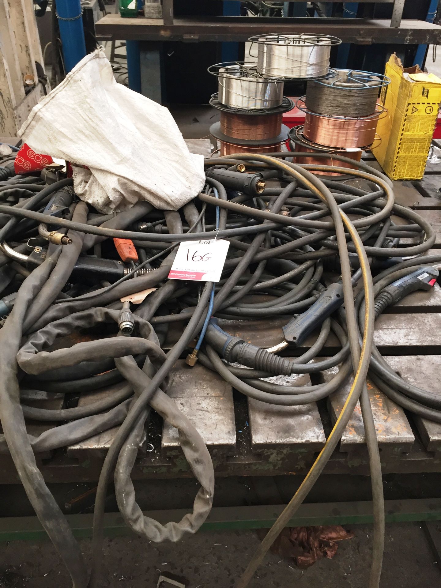 Quantity of Mig welding torches, leads and 7 x coils of welding wire