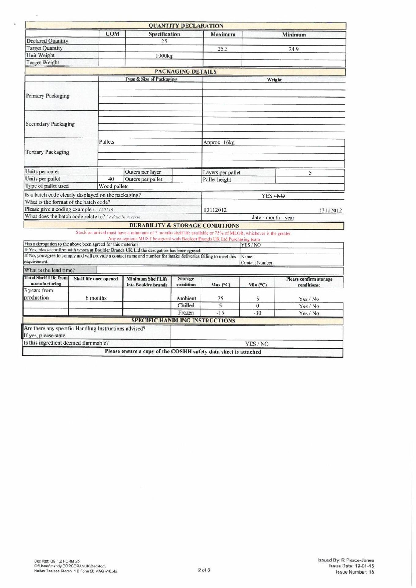 38 x 25kg Tapioca Starch UDI - CLICK FOR MORE INFO - Image 4 of 9