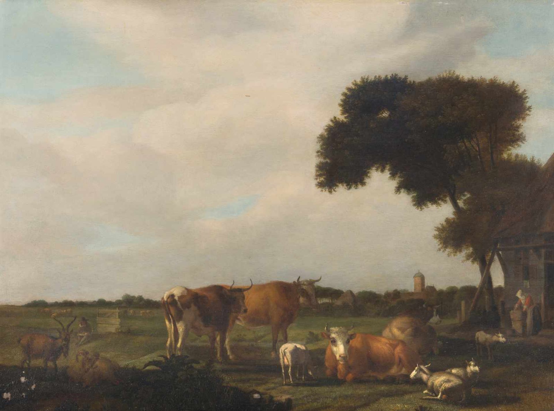 Albert Jansz. Klomp (Zugeschrieben) um 1618 ? - Amsterdam 1688 Landschaft mit Vieh und Ziegen auf