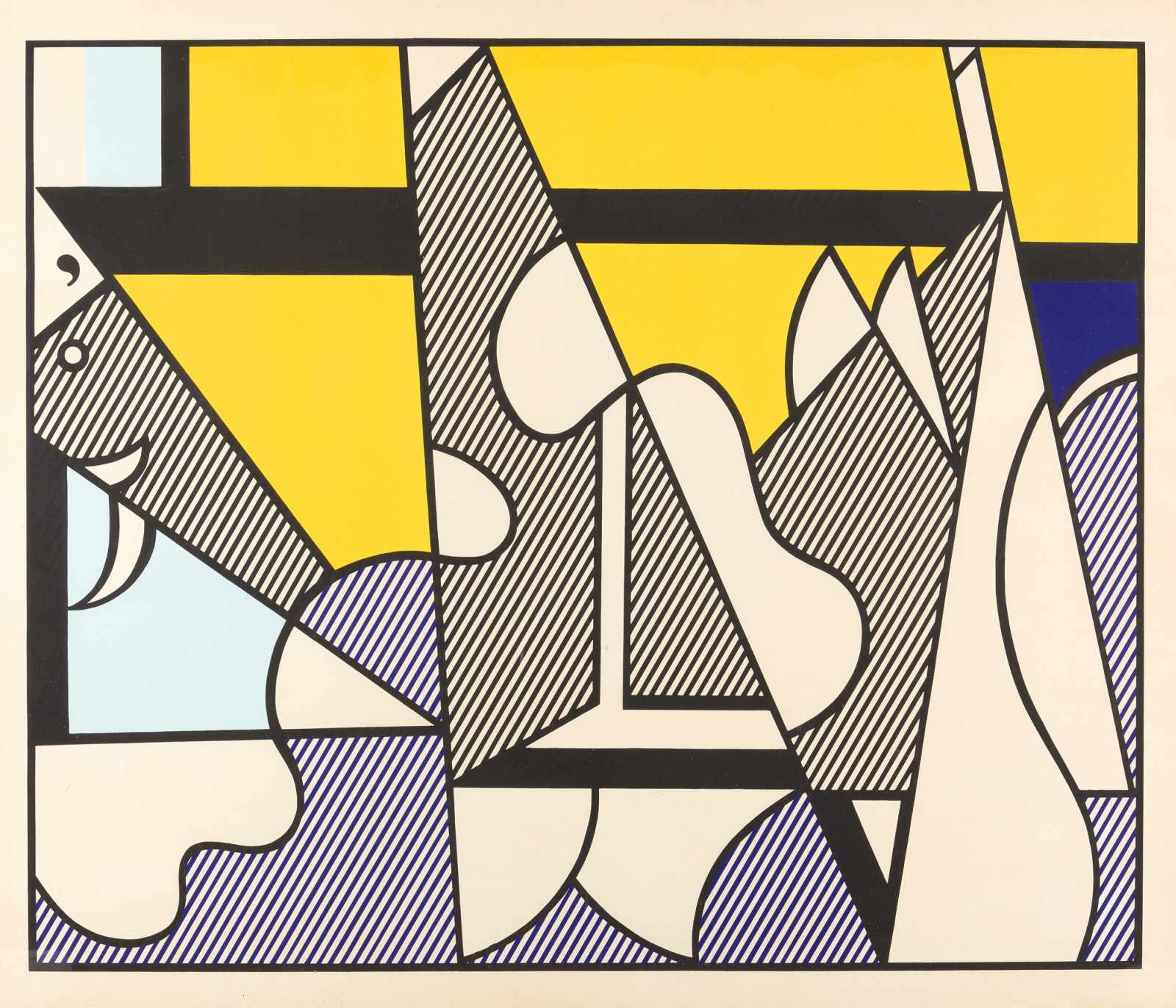 Roy Lichtenstein Cow going abstract (Triptychon) Farbige Serigraphie auf Velin. (1982). Ca. 60 x - Image 2 of 3