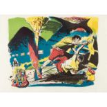 Neo Rauch „Überwindung“ Farbige Lithographie auf Velin. (20)05. Ca. 36 x 47 cm (Blattgröße ca. 40