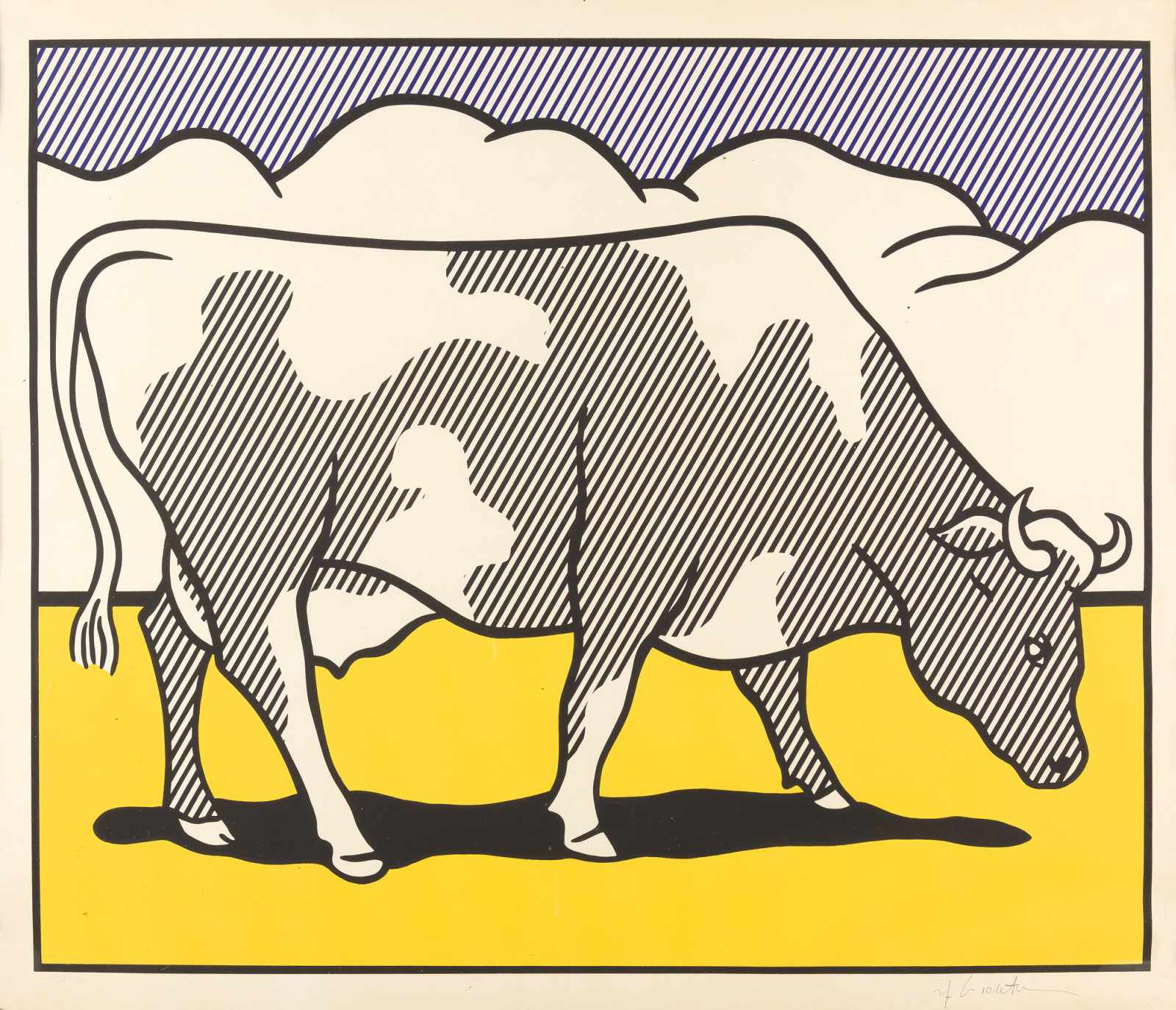 Roy Lichtenstein Cow going abstract (Triptychon) Farbige Serigraphie auf Velin. (1982). Ca. 60 x