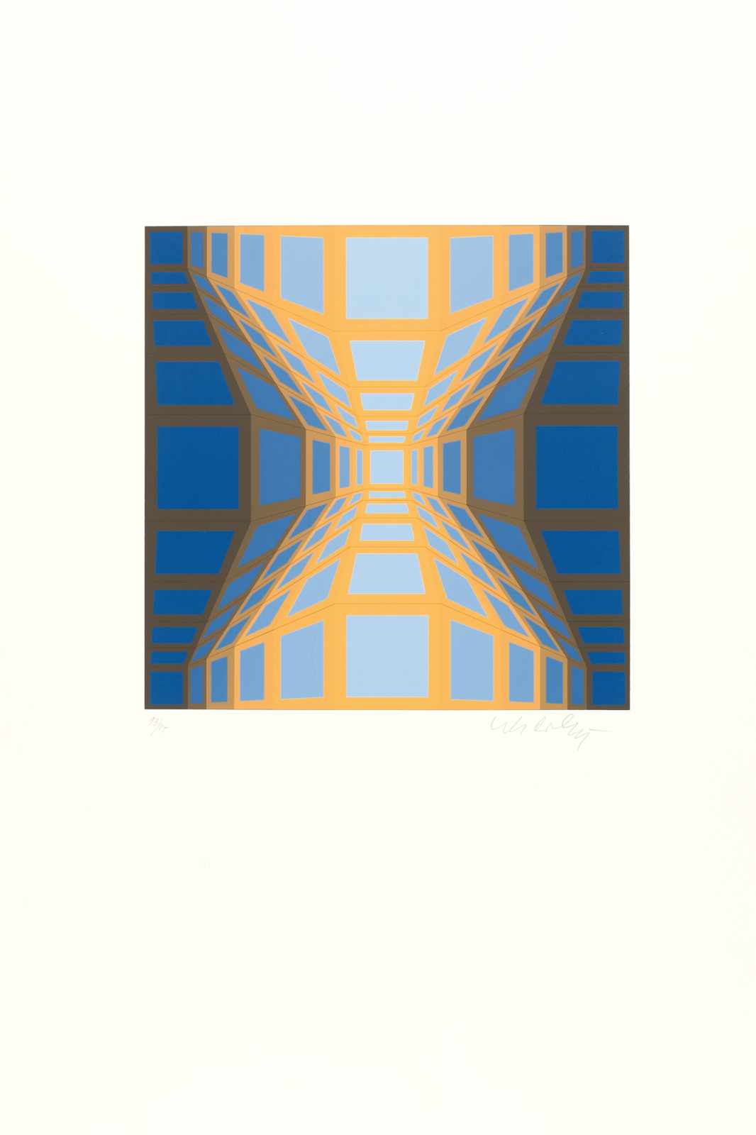Victor Vasarely Ohne Titel Farbige Serigraphie auf festem Velin. (Um 1973). Ca. 28 x 28 cm (