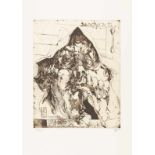 Horst Janssen Sancho bei Huber Radierung mit Aquatinta auf festem Velin. (19)80. Ca. 54 x 43,5 cm (