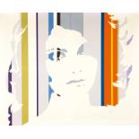 Werner Berges „Sensitive Skin“ Acryl und Collage auf Leinwand. (19)71. Ca. 80 x 100 cm. Verso