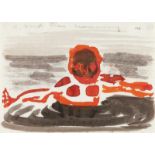 Marlene Dumas „A blind man swimming“ Aquarell auf leichtem Velin. 1988. Ca. 21 x 29,5 cm.