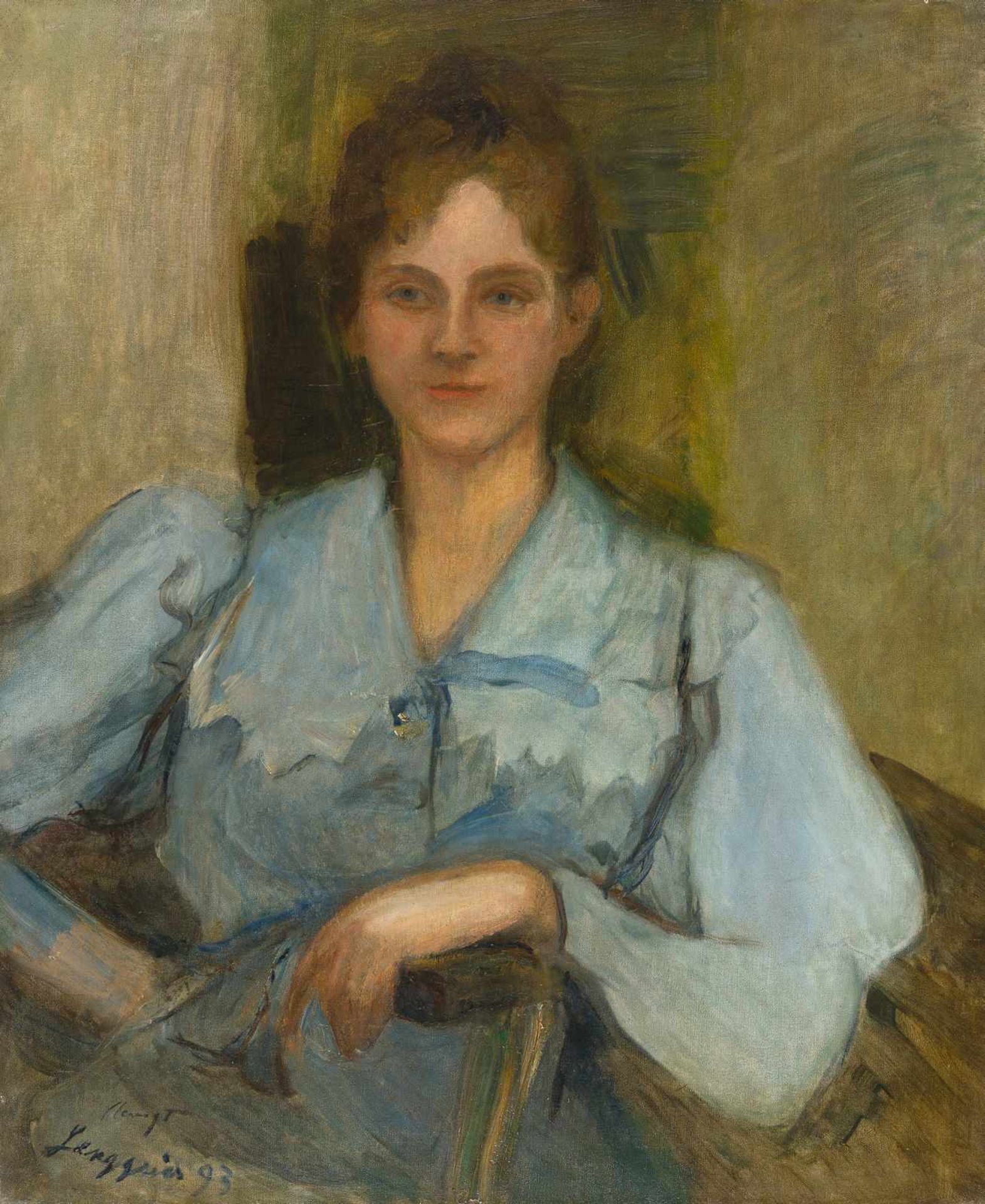 Max Slevogt Bildnis einer jungen Dame Öl auf Leinwand. (18)93. Ca. 79,5 x 65,5 cm. Signiert, datiert