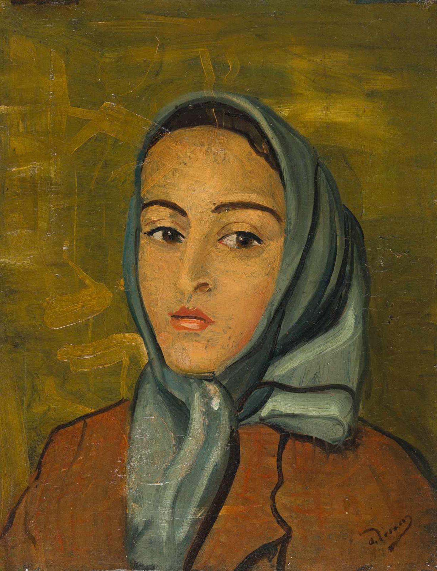 André Derain Portrait de Geneviève, au foulard, nièce de l'artiste Öl auf Leinwand. (Um 1937/