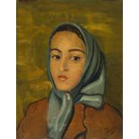 André Derain Portrait de Geneviève, au foulard, nièce de l'artiste Öl auf Leinwand. (Um 1937/