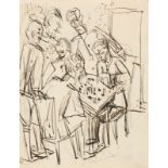 Ernst Ludwig Kirchner „Schachspielende Offiziere“ Tuschfeder über Bleistift auf glattem