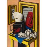 Jean Metzinger Nature morte, miroir et masque´ Öl auf Leinwand. (Um 1922-1927). Ca. 92 x 65 cm.