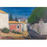 Werner Heldt Häuser in Andratx auf Mallorca Öl auf Leinwand. (19)32. Ca. 68,5 x 97,5 cm.