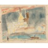 Lyonel Feininger Der Kalkofen Aquarell und Tuschfeder auf Maschinenbütten. 1923. Ca. 23 x 29 cm.