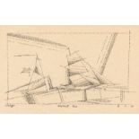 Lyonel Feininger „Dampfschiff 1840“ Tuschfeder auf leicht strukturiertem Papier. (19)34. Ca. 18 x 28