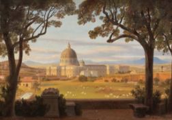 August Wilhelm Julius Ahlborn1796 Hannover - 1857 Rom - Blick von der Villa Doria Pamphilj auf den