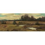 Max Hartwig1873 München - 1939 München - Bayerische Landschaft - Öl/Lwd. 30 x 70 cm. Sign. l. u.: M.