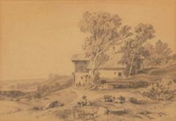 Alexandre Calame1810 Arabie (Vevey) - 1864 Menton - Idyllische Landschaft mit rastendem Ziegenhirten
