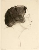 Emil Orlik1870 Prag - 1932 Berlin - Tilla Durieux (Profil nach rechts) - Radierung/Papier. 24,7 x 19