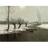 Erich Marschner1911 Babenhausen - 1983 Memmingen - Winterliche Flusslandschaft - Öl/Lwd. Doubl. 60 x