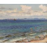 Harald Moltke1871 Helsingor - 1960 Frederiksborg - Strandpartie - Öl/Lwd. 49,3 x 60,5 cm. Monogr.