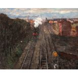 Leonhard Sandrock1867 Neumarkt (Schlesien) - 1945 Berlin - Eisenbahn am Stadtrand - Öl/Lwd. 44,5 x