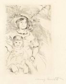 Lovis Corinth1858 Tapiau - 1925 Amsterdam - "Mutter und Kind im Garten" - Radierung/Papier. 18 x