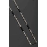 Lange Königskette mit Onyx-Details und passendes Armband585er WG, gestemp. 13 quaderförmige Onyx-