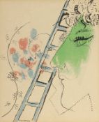 Marc Chagall 1887 Witebsk - 1985 St. Paul de Vence - "Die Leiter" - Farblithografie/Papier. 23 x
