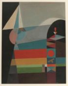 Erich Wegner 1899 Gnoien - 1980 Hannover - Komposition mit Segelboot - Gouache/Papier. 69 x 53,5