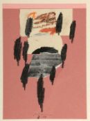 Karl Bohrmann 1928 Mannheim - 1998 Köln - Ohne Titel - Collage/rötliches Papier. 33,5 x 23,8 cm.