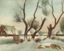 Hermann Fischer-Roloff 1917 Hannover - 1988 Hannover - "Ein Wintertag in Rußland" - Tempera/