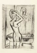 Willy Robert Huth 1890 Erfurt - 1977 Amrum - "Mädchen vor dem Spiegel" - Radierung/Papier. 23,8 x