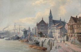 Karl Kaufmann 1843 Neuplachowitz - 1901 Wien in der Art des - Harlingen - Öl/Lwd. 52 x 79 cm.