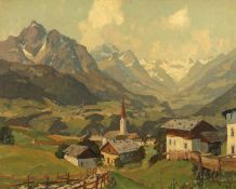 Erich Mercker 1891 Zabern/Elsaß - 1973 Zabern/Elsaß - "Stubaital (Tirol) von Patsch aus" - Öl/Lwd.